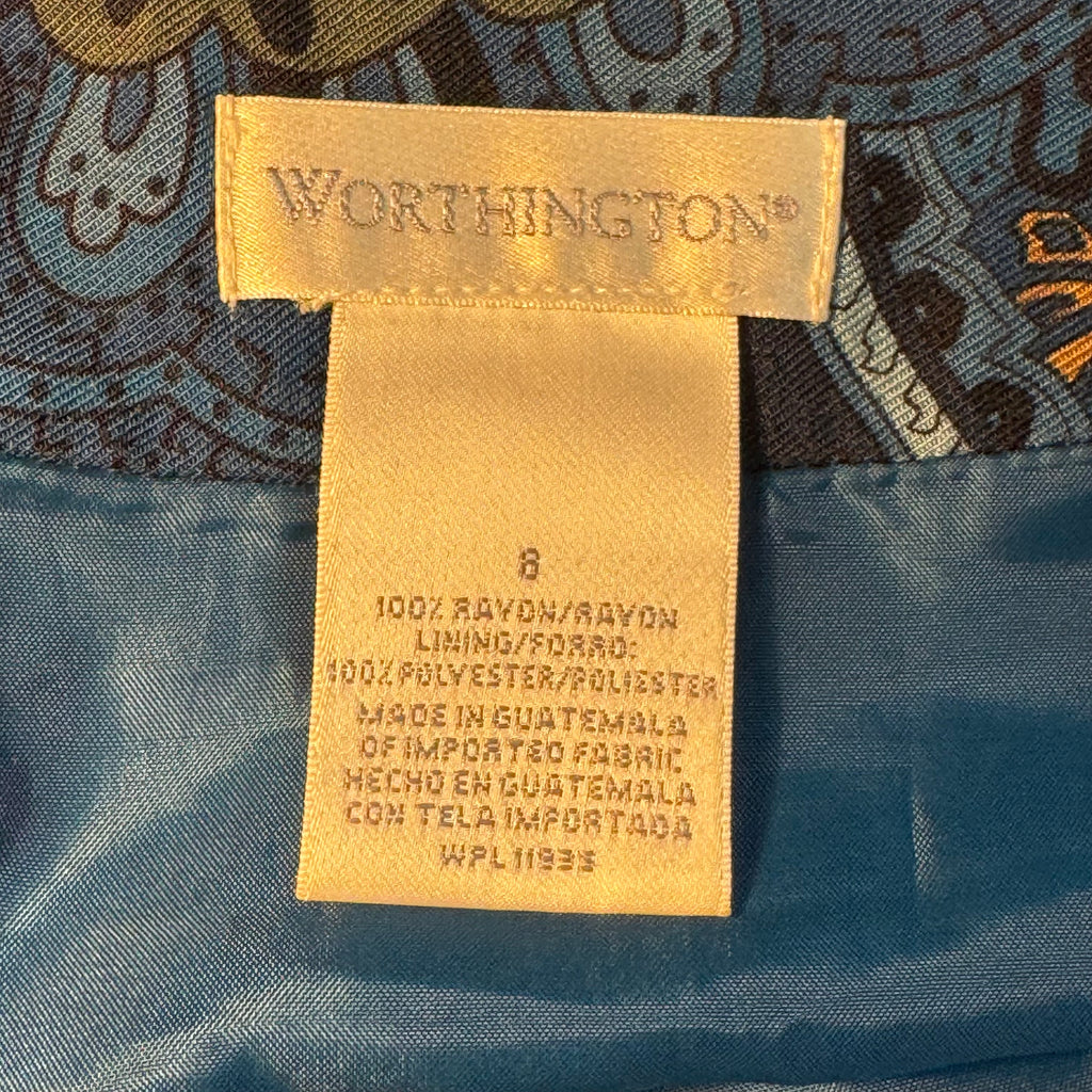 Worthington Blue Paisley Maxi Skirt