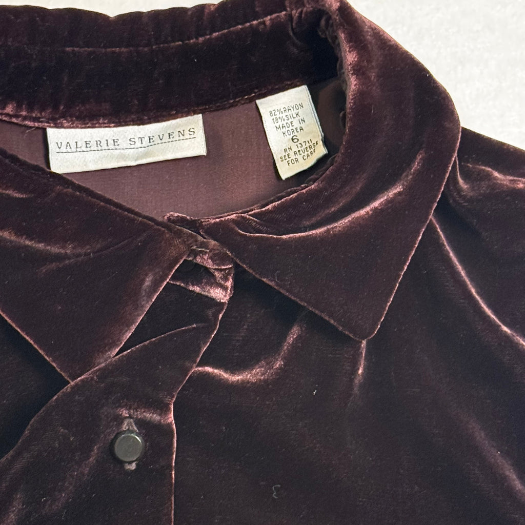 Val. Stevens silk Velvet Blouse 1990s