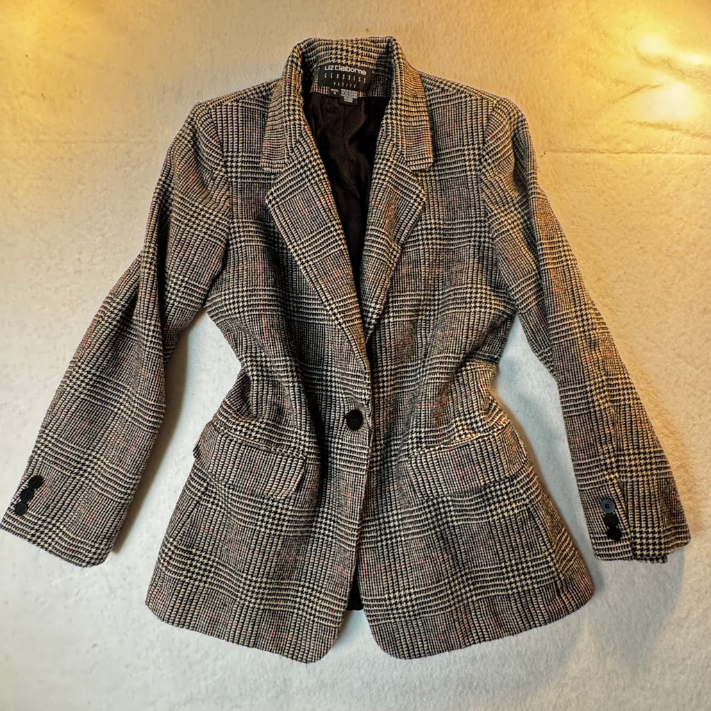 Liz Claiborne Plaid Wool Blazer 1990s
