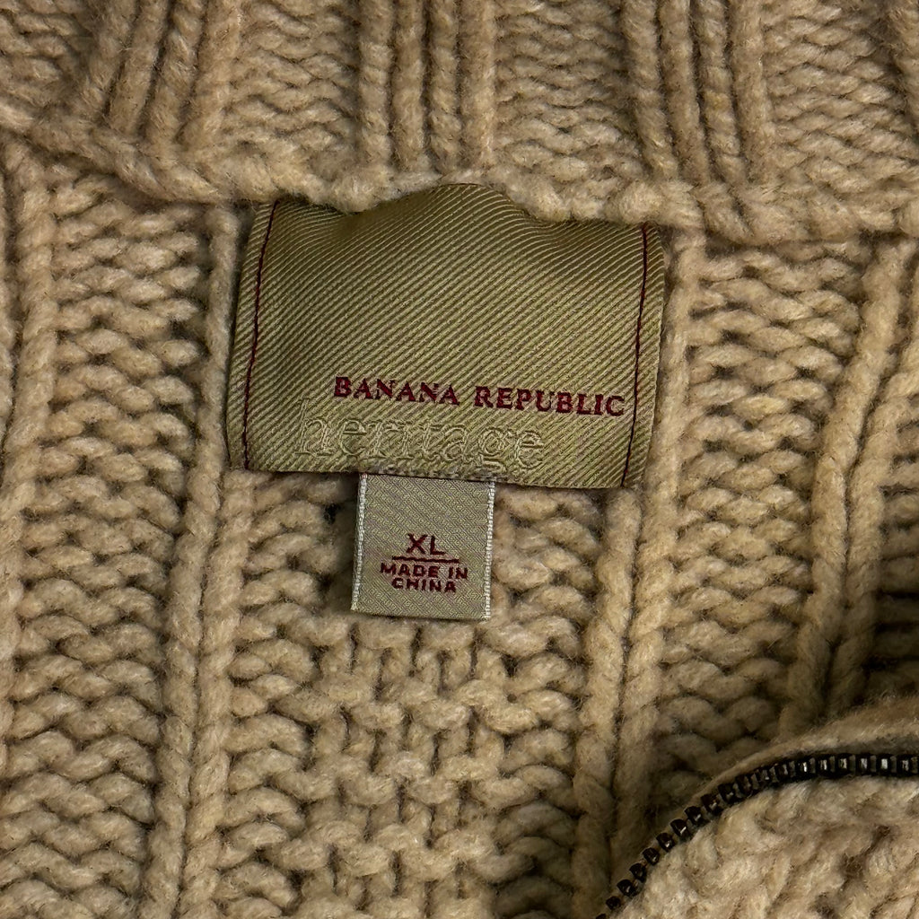 Banana Republic Heritage Camel Hair Cable Knit Zip Cardigan
