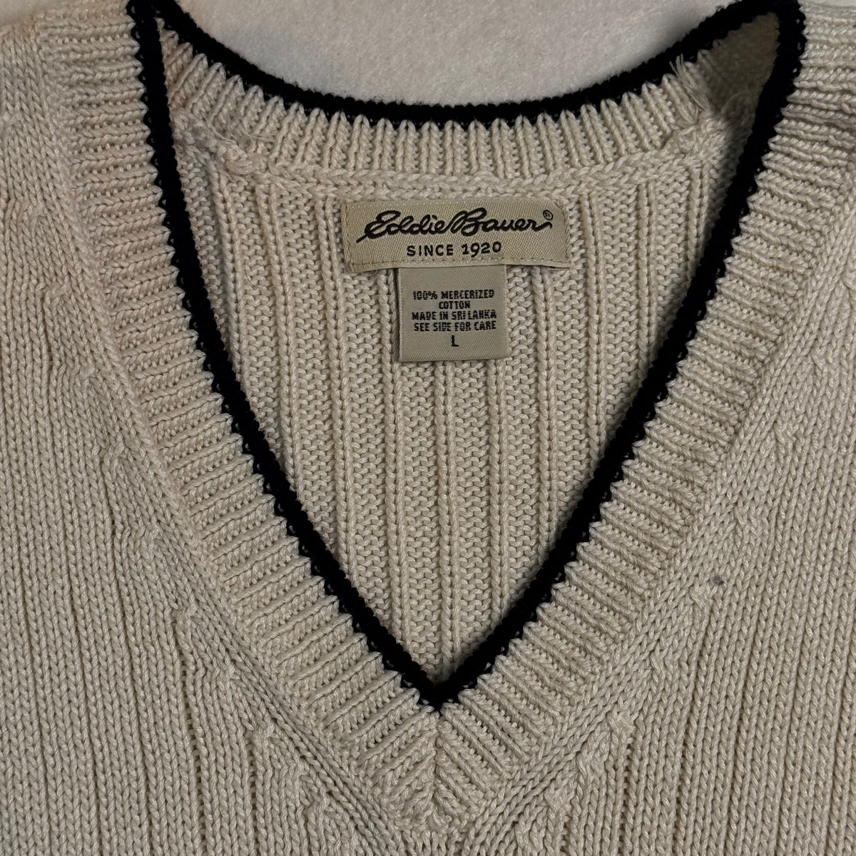 Eddie Bauer Tipped V-Neck Sweater Vest