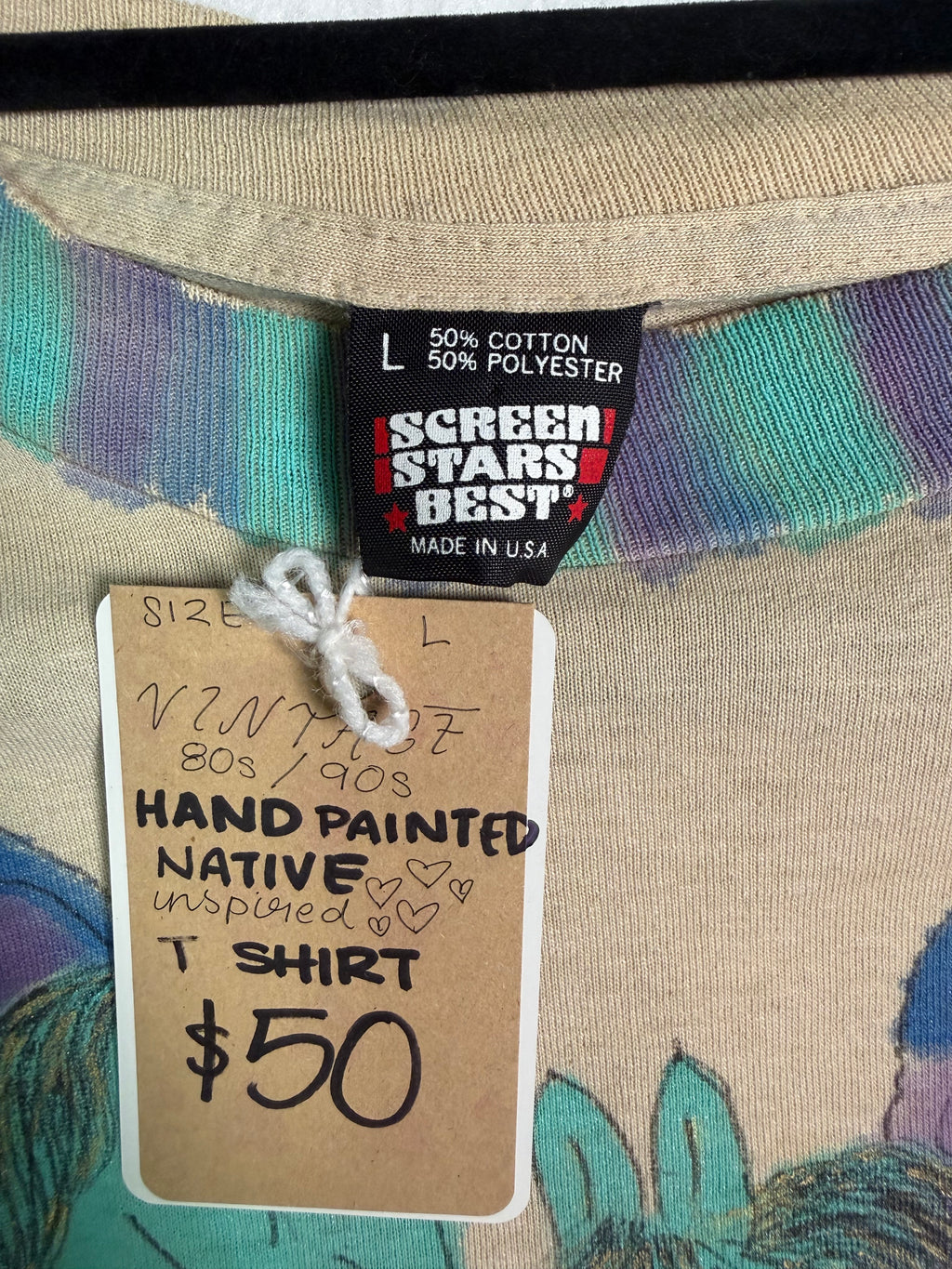 Vintage Hand-Painted Horses Tee 1980s One-of-One